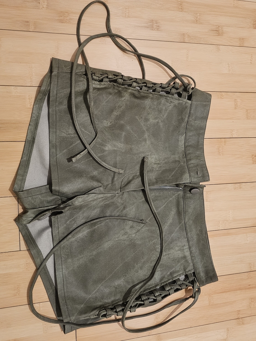 Lace-Up Olive Green Women's Athletic Shorts